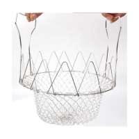 Stainless Steel Metal Wire Mesh Foldable Chef Basket  /Deep Frying Basket